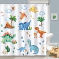 thumbnail image 1 of Kids Dinosaur Shower Curtain Cute Dino Tropical Plants Decorative Bath Curtain 72 x 72 Inch Polyester Fabric Waterproof Bathroom Curtain with 12 Hooks, 1 of 6