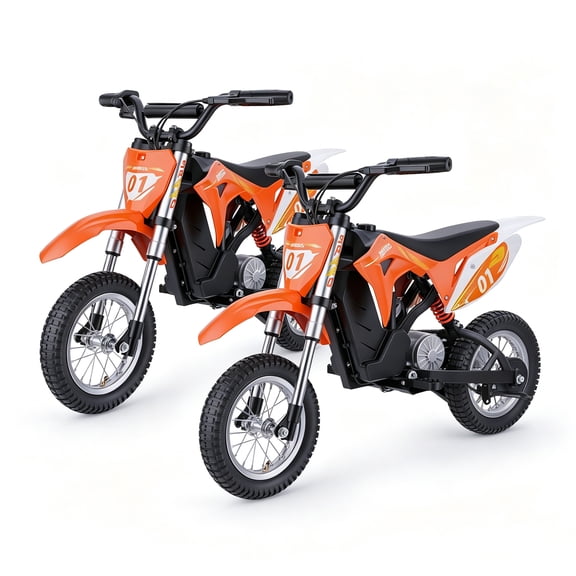 2PCS Dirt Bike 36V 350W Electric Off-Road Motorcycle–15.5 mph Max & 11.2 Mile Range,3-Speed Ride-On for Ages 12+