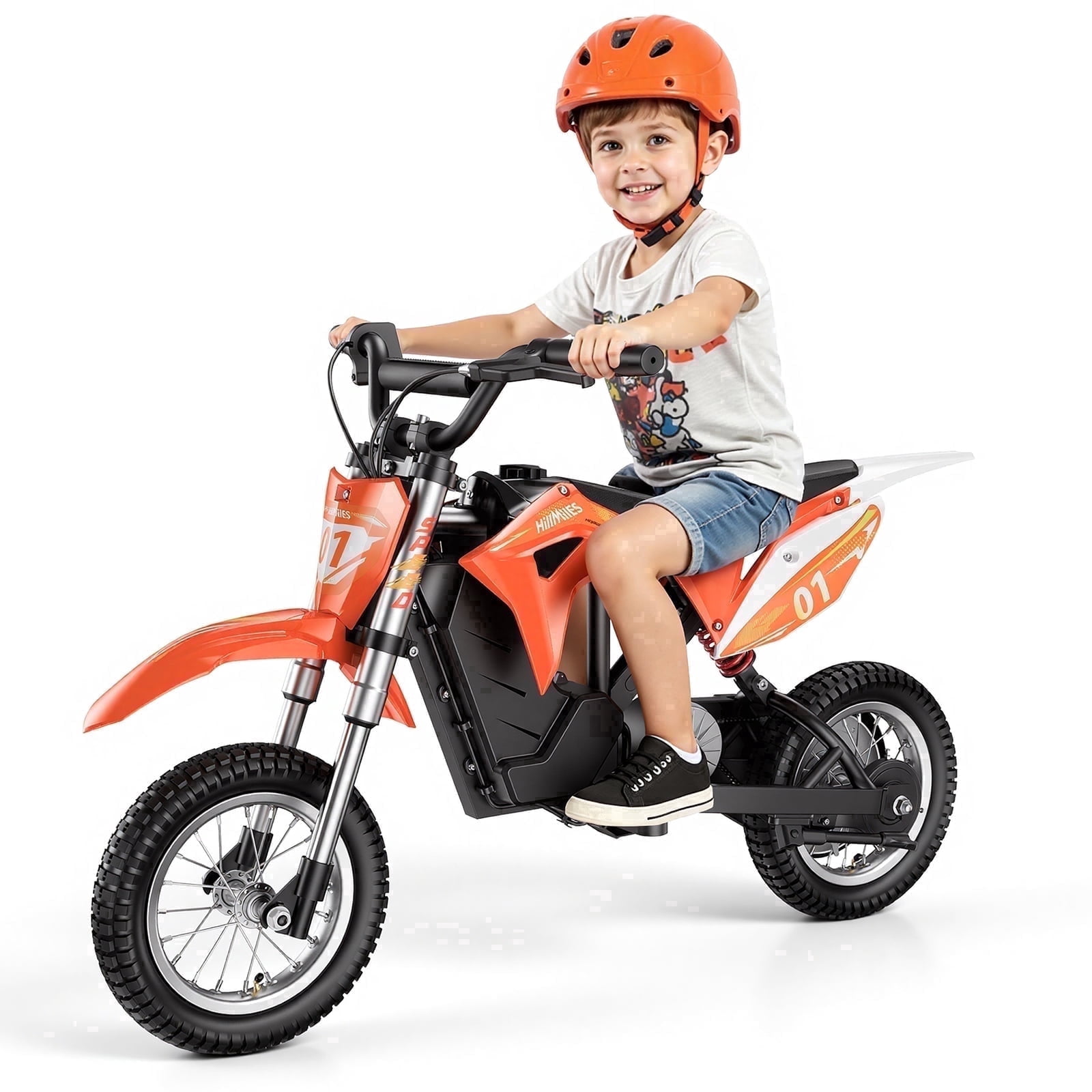 Kids Dirt Bike 36V 350W Electric Off-Road Motorcycle–15.5 mph Max & 11.2 Mile Range,3-Speed Ride-On for Ages 4-8