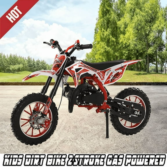 Kids Dirt Bike,49cc 2-Stroke Dirt Bike For Kids,Gas Powered Off-Road Mini Bike with Front & Rear Disc Brake,Mini Motorcycle Motocross Dirt Bike for Kids Adult,Up to 25 Mph,Weight Support Up to 220LBS