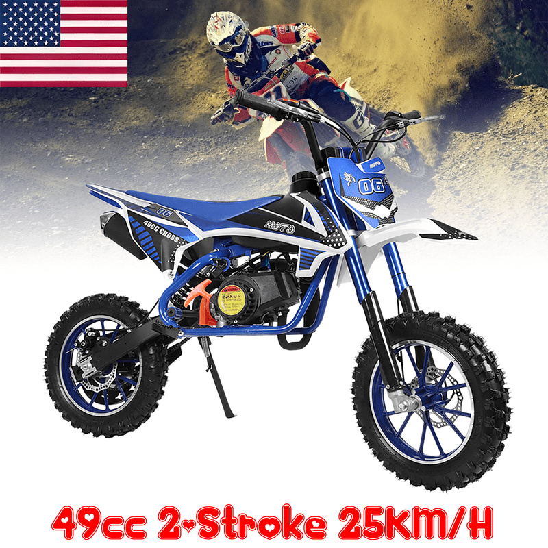Kids Dirt Bike,49cc 2-Stroke Dirt Bike For Kids,Gas Powered Off-Road Mini Bike with Front & Rear Disc Brake,Mini Motorcycle Motocross Dirt Bike for Kids Adult,Up to 25 Mph,Weight Support Up to 220LBS