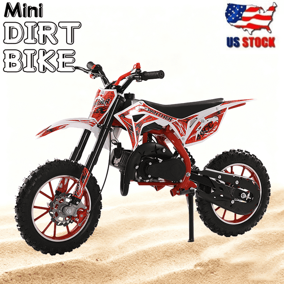 Kids Dirt Bike,49cc 2-Stroke Dirt Bike For Kids,Gas Powered Off-Road Mini Bike with Front & Rear Disc Brake,Mini Motorcycle Motocross Dirt Bike for Kids Adult,Up to 25 Mph,Weight Support Up to 220LBS