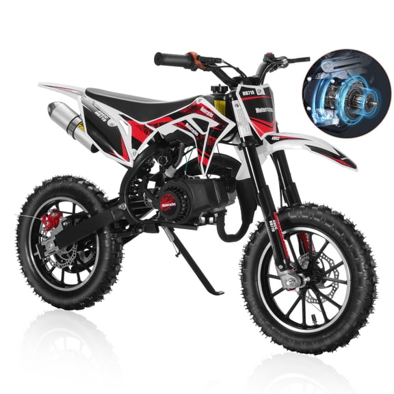 Kids Mini Bike - 49cc 2-Stroke Gas Off-Road Motorcycle with Front & Rear Disc Brakes, 10" Tires & Alloy Handlebars for Youth Aged 5+