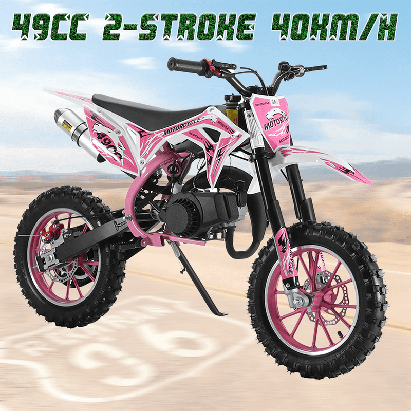 Kids Dirt Bike-49cc Dirt Bike for Kids & Adluts with 2-Stroke, Gas Power Motocross Witg Speeds up to 25MPH, Off Road Mini Motorcycle with Front Rear Disc Brakes