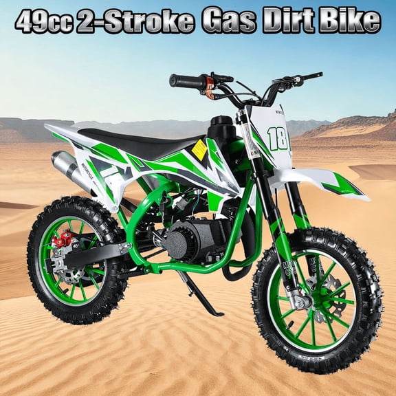 Kids Dirt Bike-49cc Dirt Bike for Kids & Adluts with 2-Stroke, Gas Power Motocross Witg Speeds up to 25MPH, Off Road Mini Motorcycle with Front Rear Disc Brakes