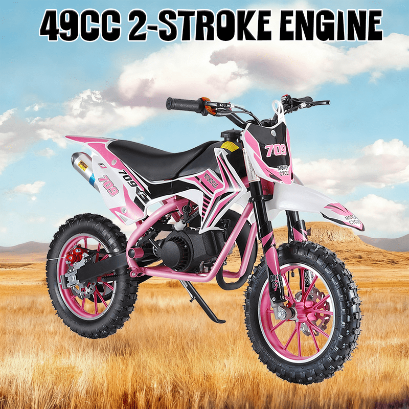 Kids Dirt Bike, 49cc Gas Dirt Bike, 2-Stroke Dirt Bike, Gas Power Pocket Rocket Bike, Off Road Mini Motorcycle Max Load 220LBS[New Model Quality Improvement], Fall Fun for Kids