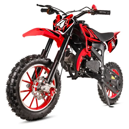 Kids Dirt Bike 49cc Gas Powered - 2-Stroke Off-Road Motorcycle for Ages 13+, 28 MPH Max Speed with Shock Absorber & Dual Disc Brakes,Kill Switch, Max Load 220 LBS Black