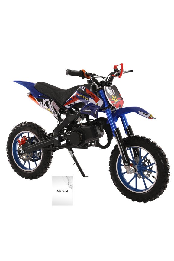 Kids Dirt Bike Trendix 49cc 2-Stroke Kids Dirt Bike, Gas Power Motocross, Racing Max Speed 40KM/H, Blue Mini Motorcycle Pocket Motorbike with Front Rear Disc Brakes