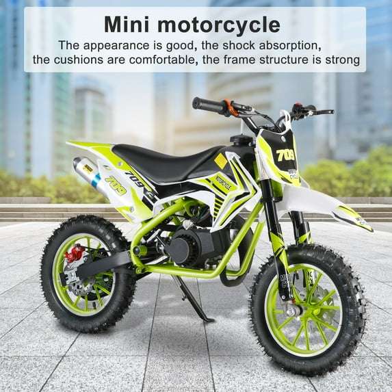 Kids Dirt Bike, Trendix Pocket Motorbike 49cc 2-Stroke Mini Gas Power Dirt Bike, Off-Road Tires Motorcycle with Front Rear Disc Brakes, Maximum Speed 30KM/H (Green)