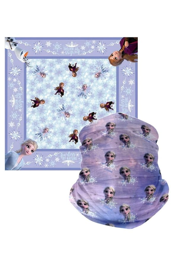 Kids Disney Frozen Face Cover Wrap & Girls Bandana All-Over Print Anna Elsa