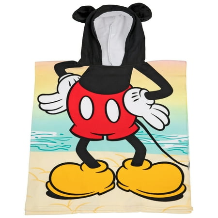 Kids Disney Mickey Mouse Hooded Beach Towel Poncho with Ears Boys Girls