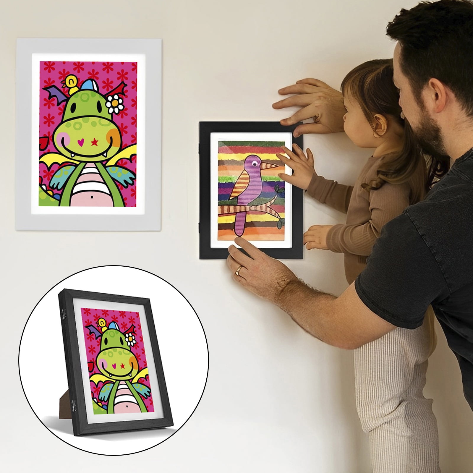 Kids Display Frame,Kids Art Frame A4 Front Opening Photo Frames with