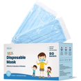 thumbnail image 1 of Kids Disposable Face Mask, 3-Ply with Ear Loop (50 Individually Wrapped) - Blue, 1 of 11