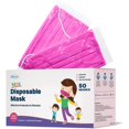 thumbnail image 1 of Kids Disposable Face Mask, 3-Ply with Ear Loop (50 Individually Wrapped) - Pink, 1 of 12