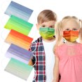 thumbnail image 1 of Kids Disposable Face Masks Colorful Colored 3Ply Ombre Color Designs Children with Nose Clip Earloop Boys Girls 4-12 Years Old 50 Pcs, 1 of 6