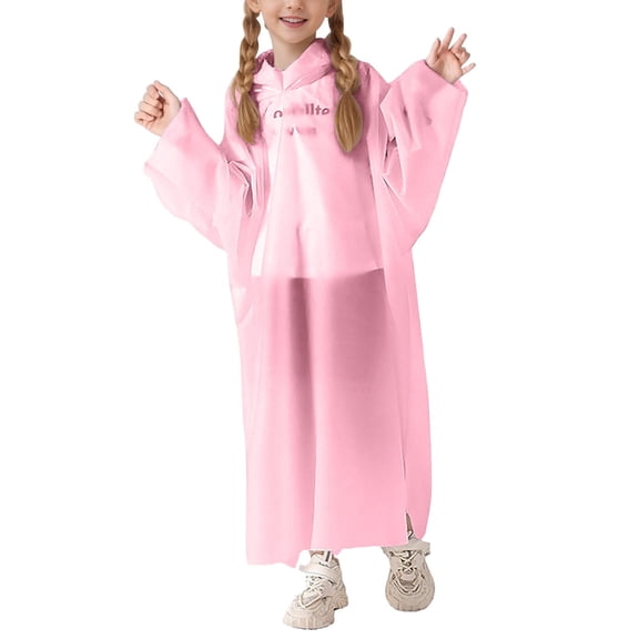 Kids Disposable Raincoat - Lightweight Full Body Poncho, Portable Backpack Rainwear, Easy Clean, All Season Use, Pink