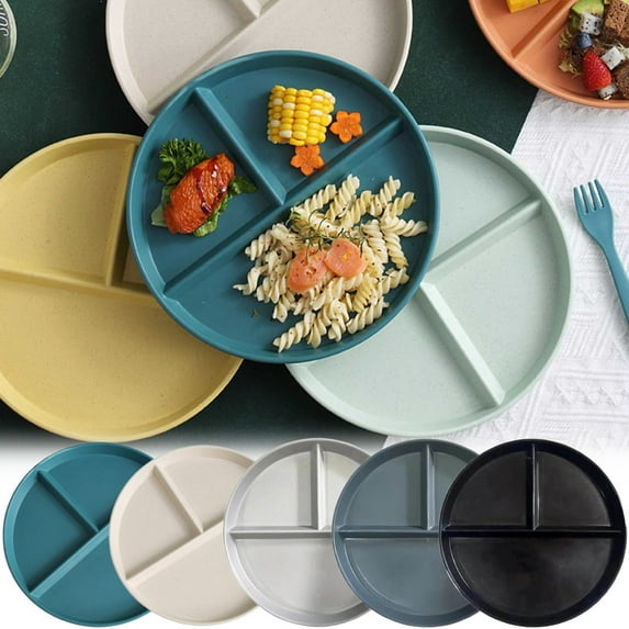Kids Divided Plates Set-3 Compartment BPA-Free Dishware for Dessert,Breakfast & Snacks,Durable Children's Tableware