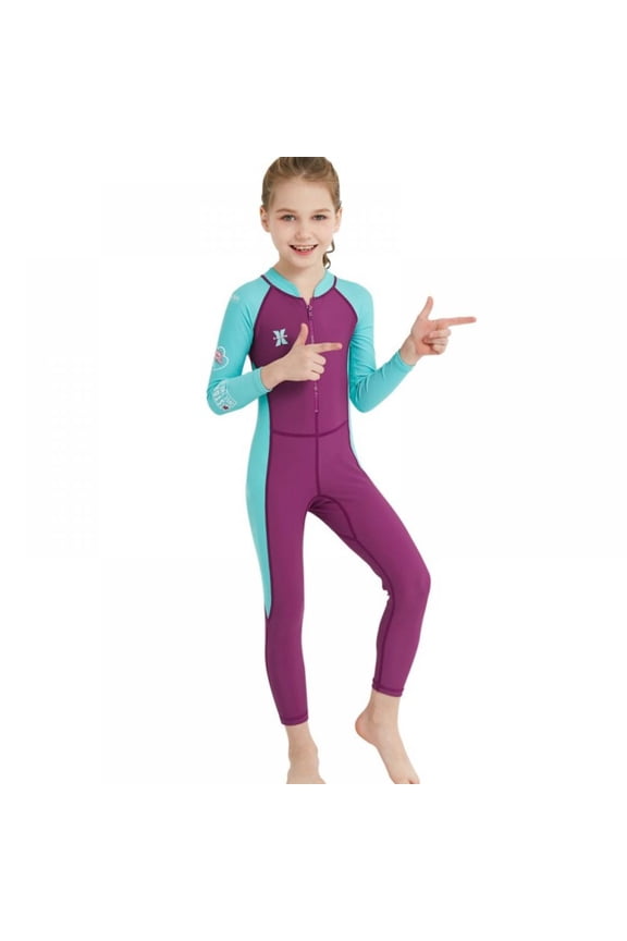 Kids Diving Suit Children Full Body Wetsuit Keep Warm One-Piece Long Sleeves Uv Protection Swimwear For Surfing Snorkeling Swimming