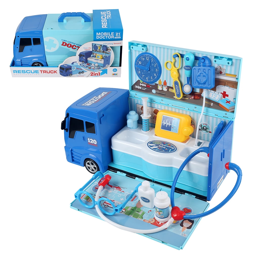Kids Doctor Cart Medical Truck Kit — Mobile Pet & Human Care Playset with Pretend Medical Tools for Imaginative Role Play