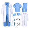 thumbnail image 1 of Kids Doctor Costume 9‑Piece, Complete Medical Dress‑Up Set with White Lab Coat, Halloween Party Role‑Play Outfit for Boys & Girls Age 8‑12 Years, 1 of 5