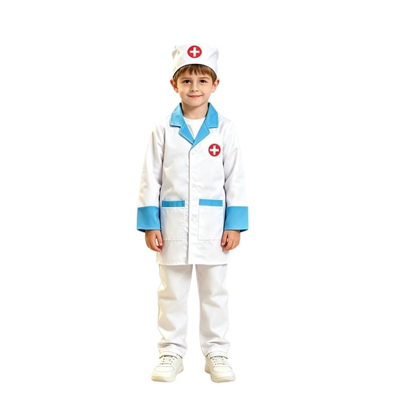 Doctor Set Printable Kids Doctor Dress-Up Set with Lab Coat & Cap, Blue Medic Role Play ...