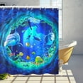 thumbnail image 1 of Kids Dolphin Shower Curtain for Bathroom Decor 72Wx78H Ocean Sea Underwater Turtle Fish Tropical Coral Reef Marine Wildlife Art Printed Fabric Polyester Waterproof 12 Pack Plastic Hooks, 1 of 7