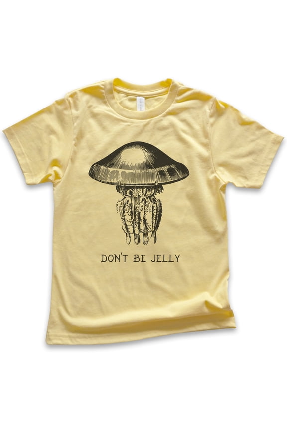 Kids Don't Be Jelly Shirt, Youth Kids Boy Girl T-Shirt, Jelly Fish Shirt, Fishing Shirt, Fish T-shirt, Yellow, Large