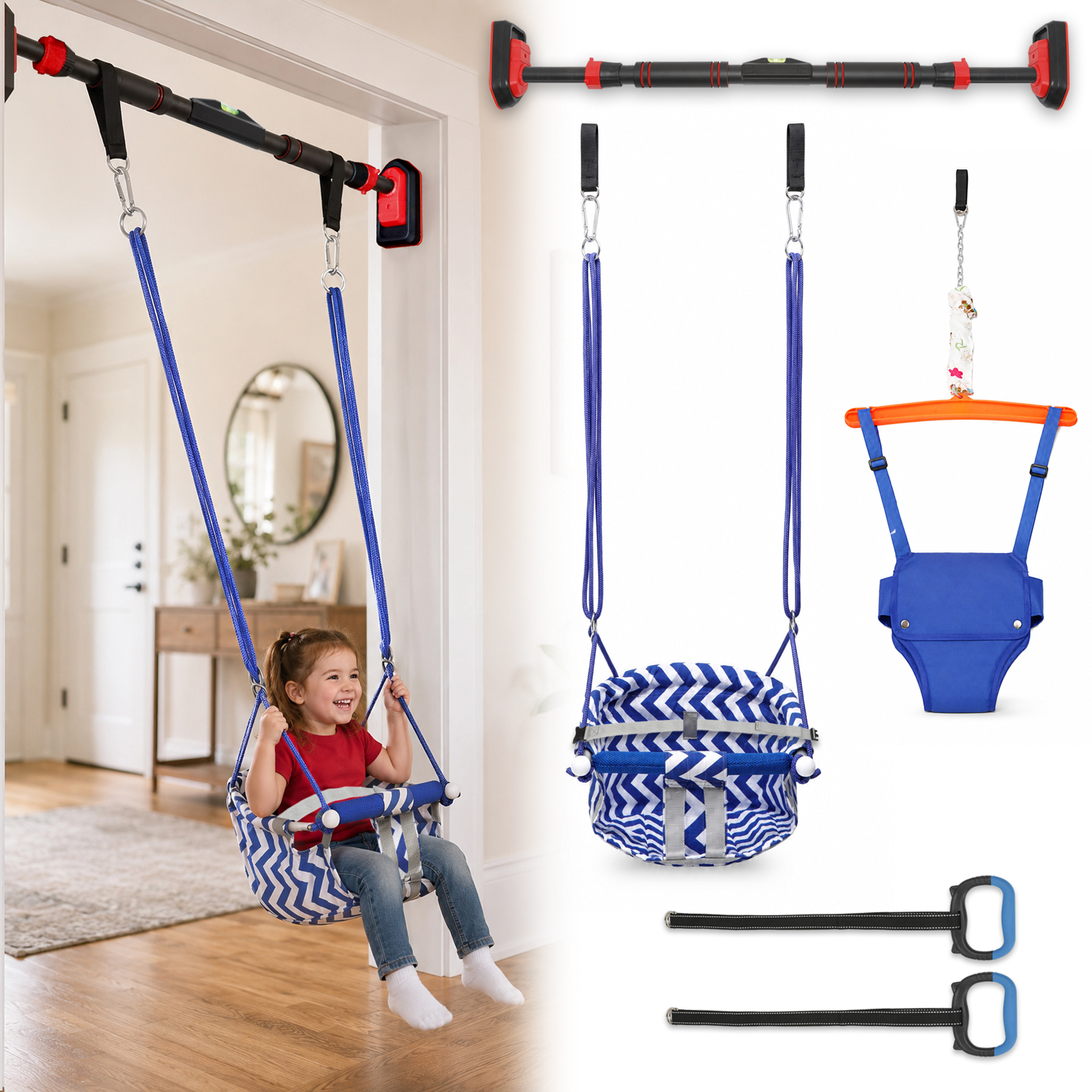 Kids Doorway Jumper Swing With Pull Up Bar Gym 4 In 1 Indoor Playground Set: Shop With Context