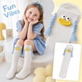 thumbnail image 1 of Kids Dopamine Color Knee High Socks, Girls Funny 3D Cartoon Face Braided Tassel Long Socks, Polyester Cotton Cute Novelty Children Stockings, 1 of 5