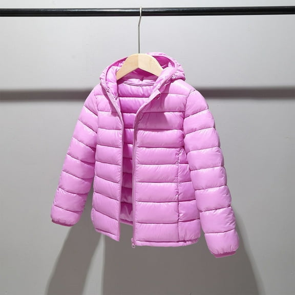 Kids Down Jacket Boys Girls Puffer Coat Winter Warm Lightweight High Quality Fill Excellent Cold Protection Outerwear Purple 120