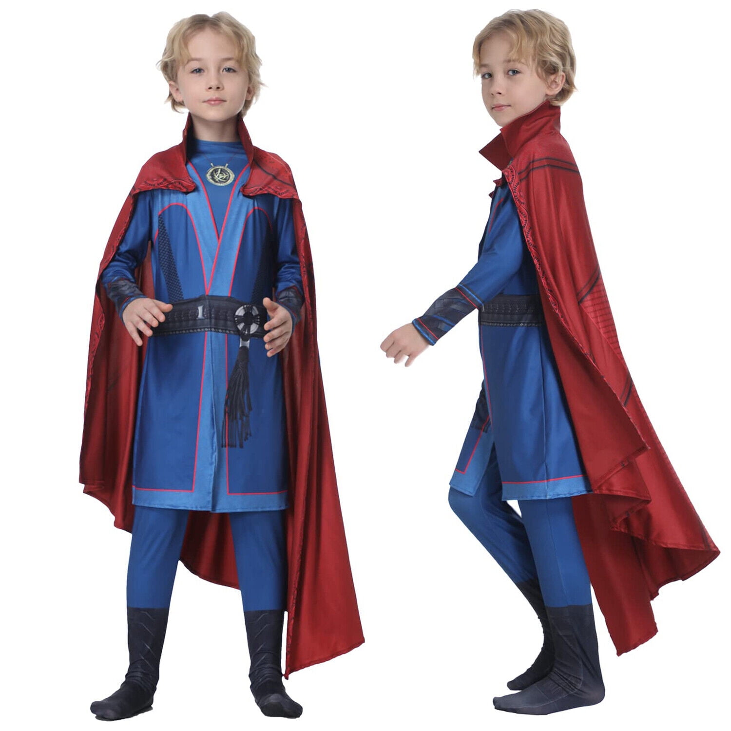 Kids Dr Strange Cosplay Costume Jumpsuit with Cloak Halloween Outifit for  Boys 130 
