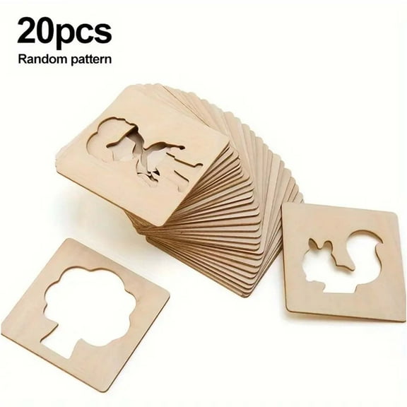 Kids Drawing Stencils, 20 Pack Wooden Template Set for DIY Art Projects, Reusable Painting and Chalk Stencils, Classroom Home Craft Activities, Drawing Tool Kit for Spray Painting Scrapbooking Decor