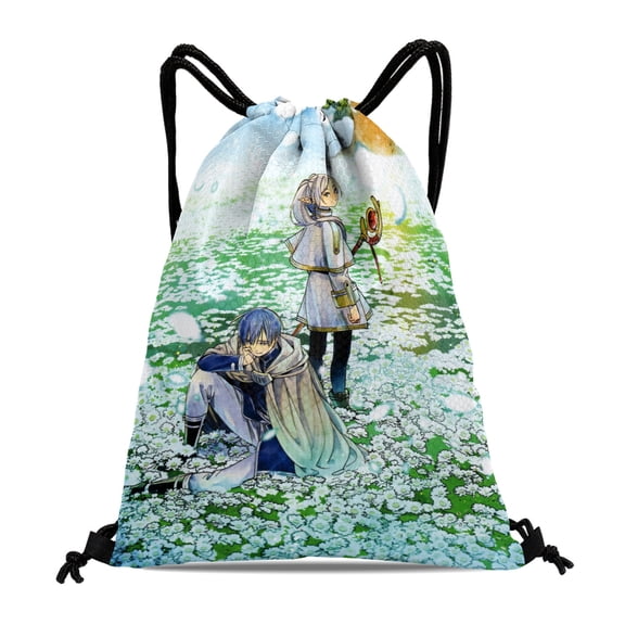 Drawstring Backpack for Frieren Beyond Journey's End Sackpack Adults Women Men Party Favor Bags Sports for Gym Travel Swimming Hiking Camping Tote Bag 11.8 15.7 in