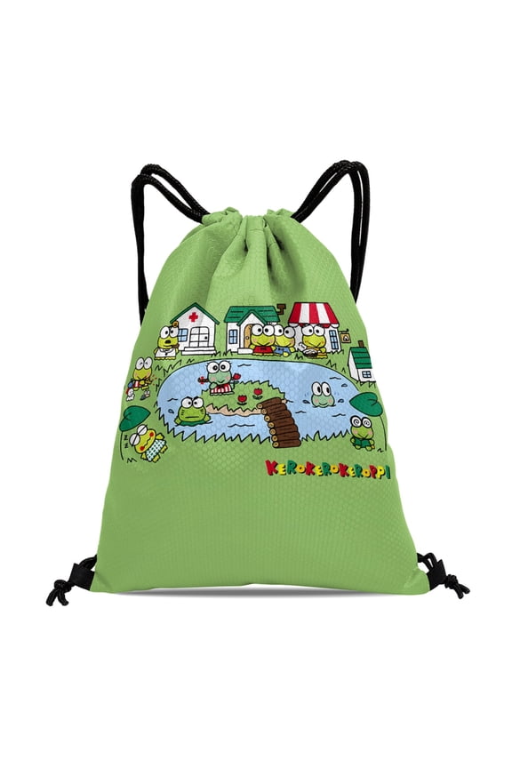 Drawstring Backpack for The Frog of Keroppi Party Favor Bags Sackpack Adults Women Men Sports for Gym Travel Swimming Hiking Camping Tote Bag 11.8  15.7 in