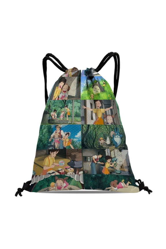 Drawstring Backpack for My Neighbor Totoro Drawstring Bags Adults Women Men Party Favor Bags Sports for Gym Travel Swimming Hiking Camping Tote Bag 11.8  15.7 in