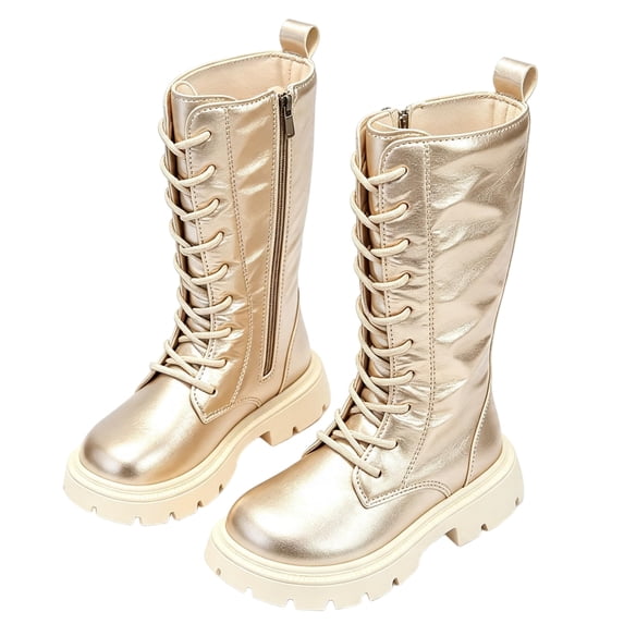 Kids Dress Footwear Lace Front Side Zipper Tall Boots For Daily Party ...