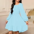 thumbnail image 1 of Kids Dress Girls Light Blue Long Sleeve Dress Girls Fall Winter Dresses Pageant Dresses for Girls Christmas Outfit 12-13 Years, 1 of 5