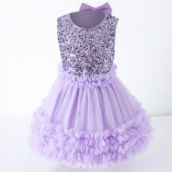 Kids Dress Girls Short Sleeves Purple Dress Fall Winter Junior Bridesmaid Dresses Christmas Dress 4-6 Years