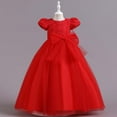 thumbnail image 1 of Kids Dress Girls Sleeveless Princess Dress Bow Tie Lace Flowers Mesh Dress Tufted Dress, 1 of 8