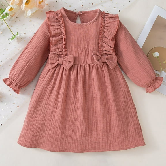 Kids Dress Girls Watermelon Red Long Sleeve Fall Winter Girls Formal Dresses Christmas Dress 5-6 Years