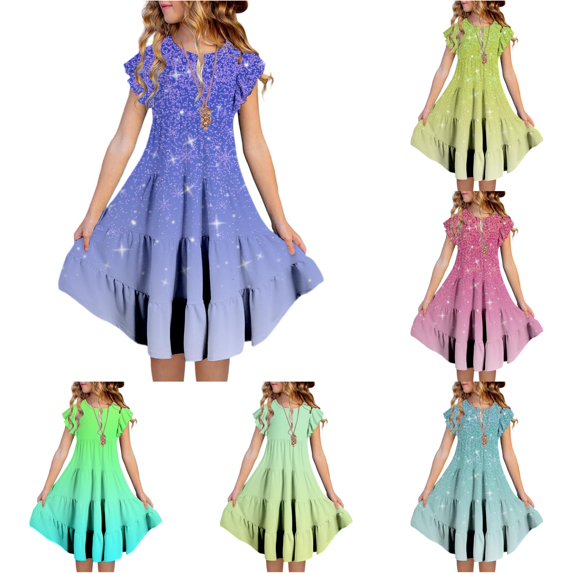Kids Dress Ruffled Layered Fashion Beautiful Pretty for Summer and Casual Comfortable Dress Set