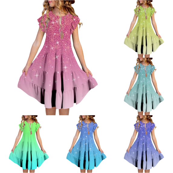 Kids Dress Ruffled Layered Fashion Beautiful Pretty for Summer and Casual Comfortable Dress Set