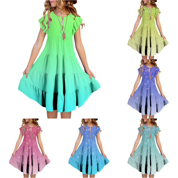 Kids Dress Ruffled Layered Fashion Beautiful Pretty for Summer and Casual Comfortable Dress Set