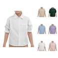 thumbnail image 1 of Kids Dress Shirt Long Sleeve Button Down Lapel Collar School Uniform Spring Shirts with Chest Pocket 1-9 Years, 1 of 6