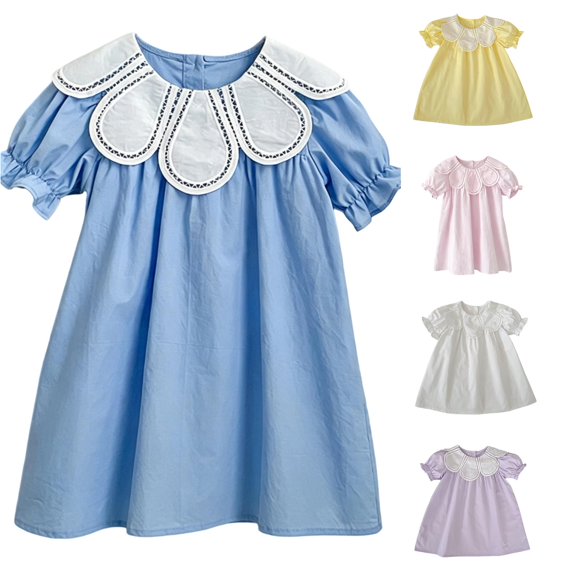 Kids Dress Short Sleeve Twirling Charming Sweet Graceful Blend for Summer and Casual Dress Set