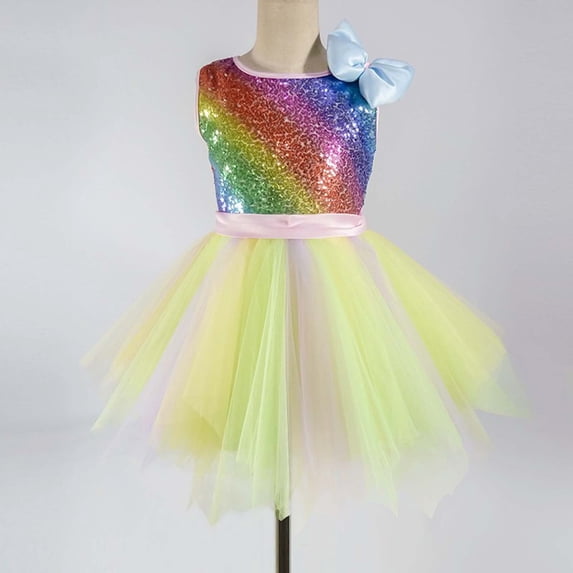 Kids Dress Sleeveless Adorable Elegant Gown Bright Smooth Flowy for Party Charming Dress Set