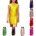 thumbnail image 1 of Kids Dress Sleeveless Sequin Printed Modern Playful Colorful Sequin for Casual Charming Dress Set, 1 of 4