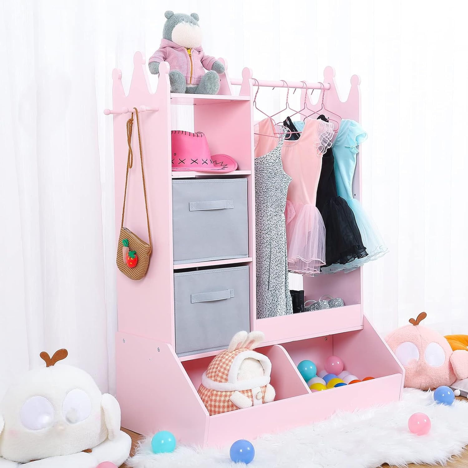 Kids Dress up Storage with Mirror and Storage Bin, Kids Costume ...