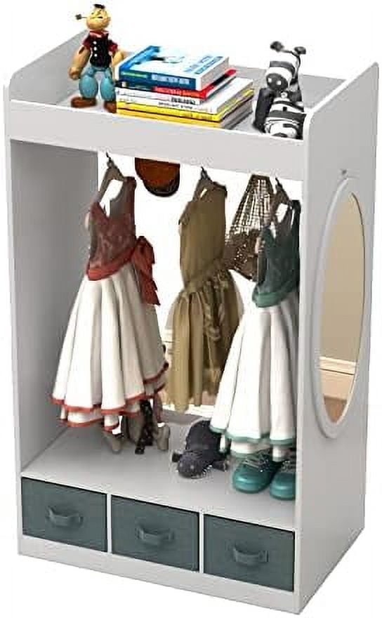 Kids Dress up Storage with Mirror and Storage Bin,Kids Play Armoire Dresser with Mirror,Kids ...
