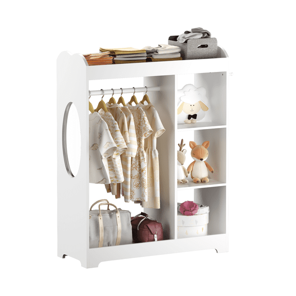 Kids Dress Up Storage with Mirror, Kids Closet Organizers and Storage for Dress Up and Costumes
